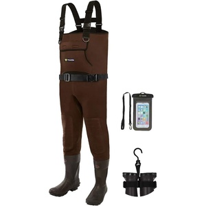 TIDEWE Neoprene Chest Waders for Men, Waterproof Bootfoot for Hunting(Brown)